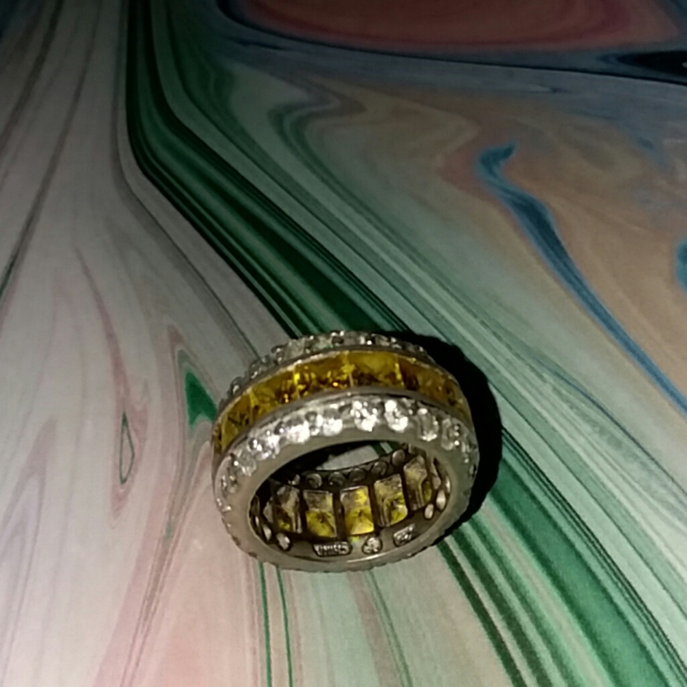 Bella Luce  band ring, yellow & white sz5 - Picture 2 of 6